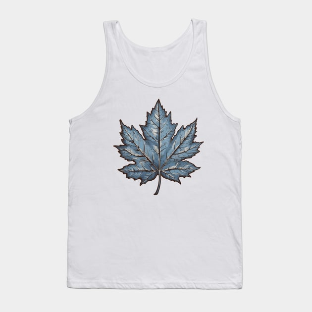 Maple Leaf in Blue Tank Top by DavidLoblaw